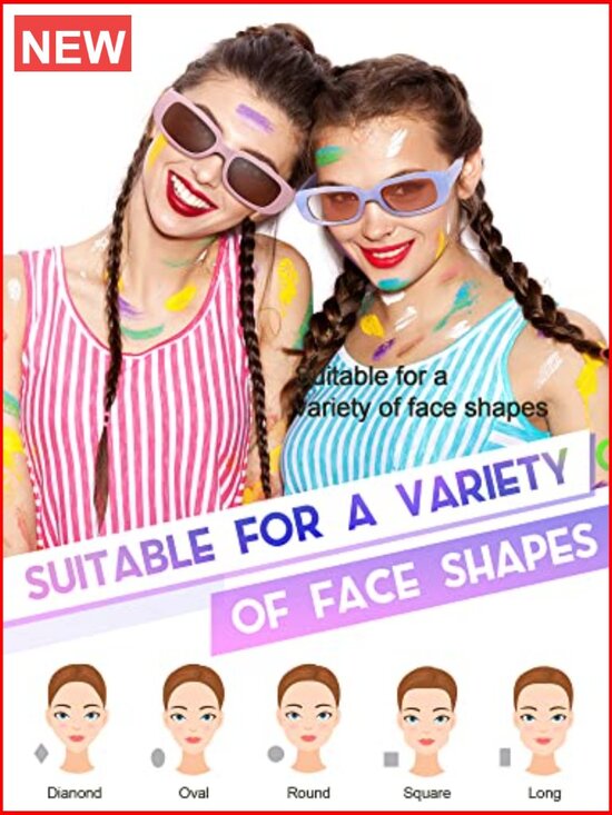 10 Pack Retro Rectangle Sunglasses UV Protection Square Frame Women 90s Y2k